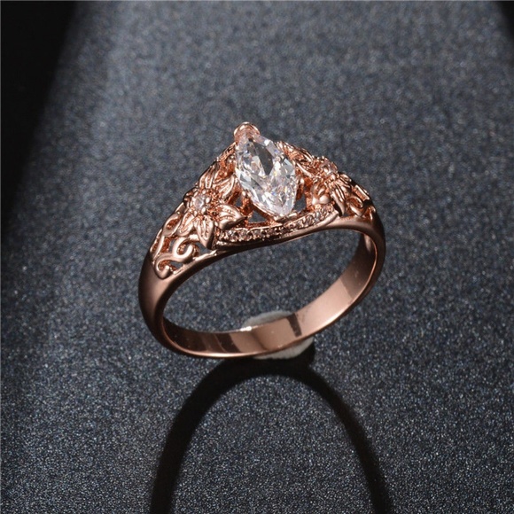 Rose Gold Filled Marquise Cut White Sapphire New - Picture 2 of 3